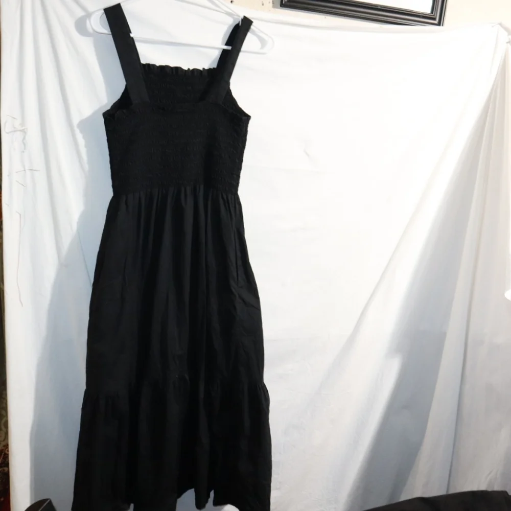 Everlane Black Cotton Smock Dress Long - Picture 5 of 15